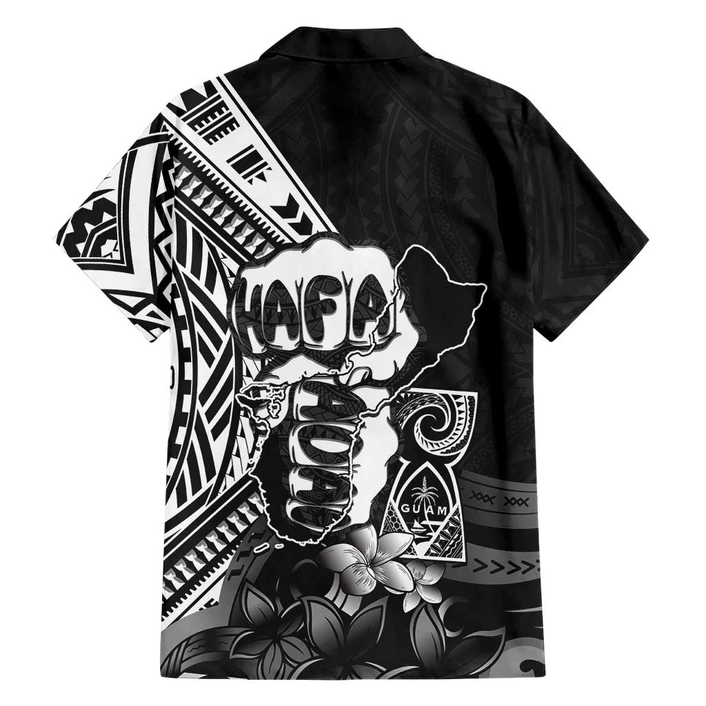 Hafa Adai Guam Discovery Day Family Matching Long Sleeve Bodycon Dress and Hawaiian Shirt Chamorro Latte Stone Hand Black Version