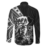 Hafa Adai Guam Discovery Day Family Matching Long Sleeve Bodycon Dress and Hawaiian Shirt Chamorro Latte Stone Hand Black Version