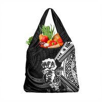 Hafa Adai Guam Discovery Day Grocery Bag Chamorro Latte Stone Hand Black Version