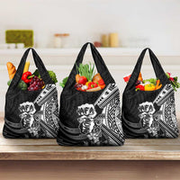 Hafa Adai Guam Discovery Day Grocery Bag Chamorro Latte Stone Hand Black Version