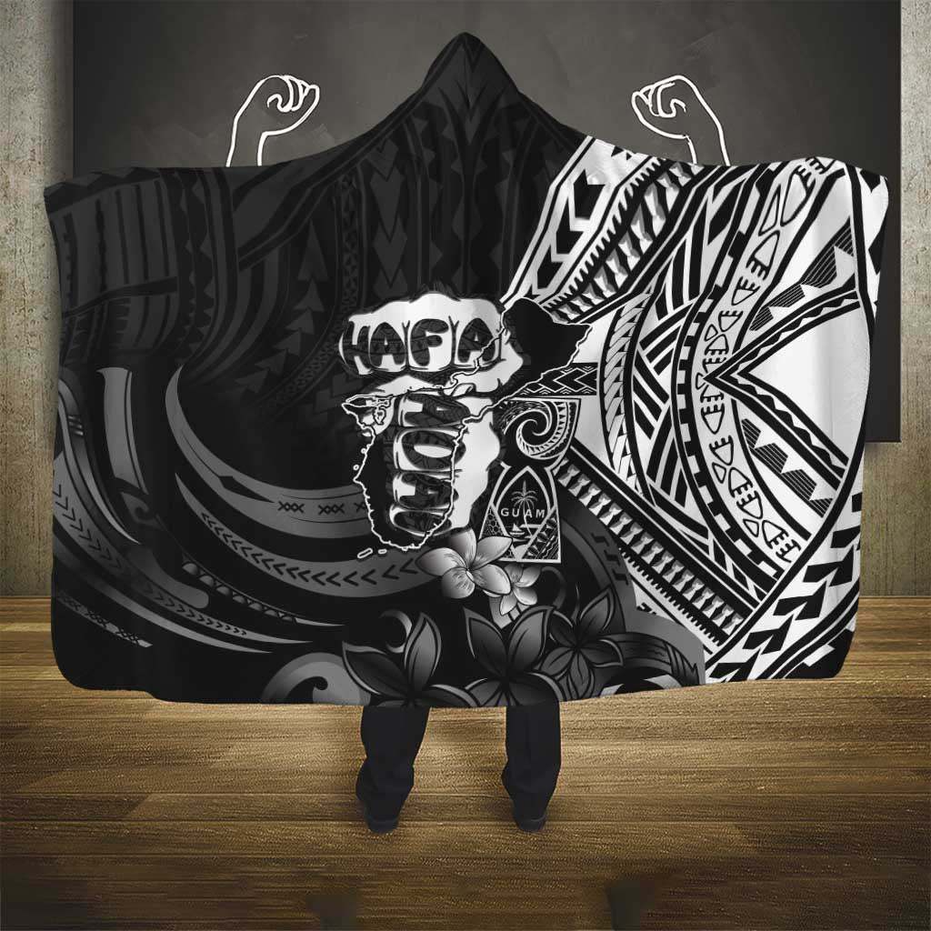 Hafa Adai Guam Discovery Day Hooded Blanket Chamorro Latte Stone Hand Black Version