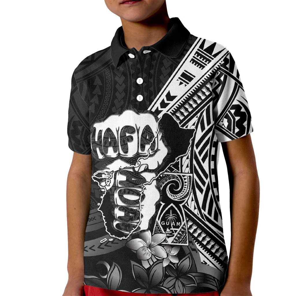 Hafa Adai Guam Discovery Day Kid Polo Shirt Chamorro Latte Stone Hand Black Version LT14 Kid Black - Polynesian Pride
