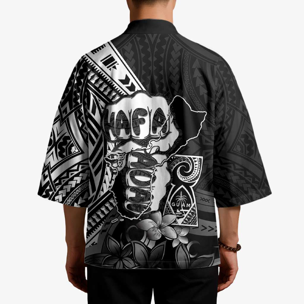 Hafa Adai Guam Discovery Day Kimono Chamorro Latte Stone Hand Black Version
