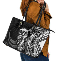 Hafa Adai Guam Discovery Day Leather Tote Bag Chamorro Latte Stone Hand Black Version LT14 - Polynesian Pride