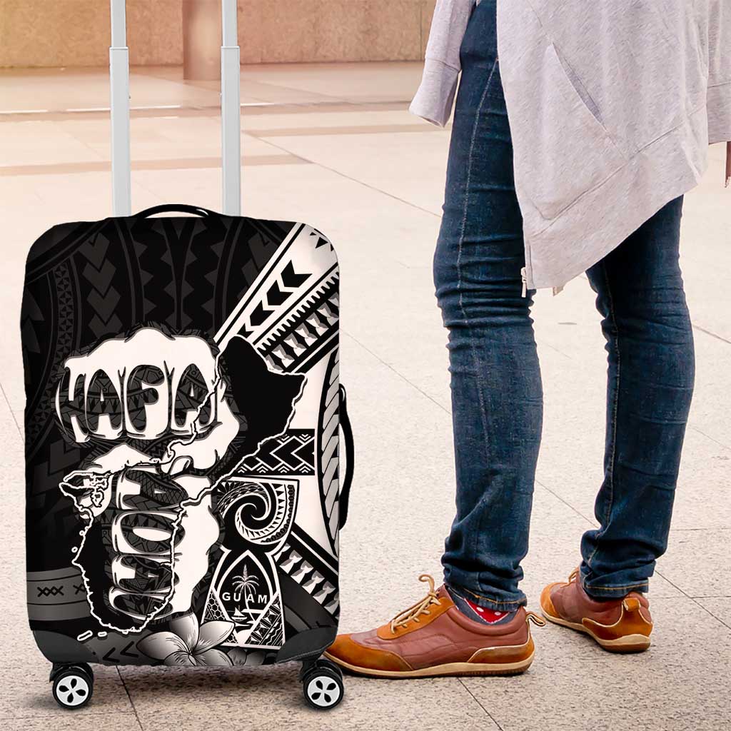 Hafa Adai Guam Discovery Day Luggage Cover Chamorro Latte Stone Hand Black Version