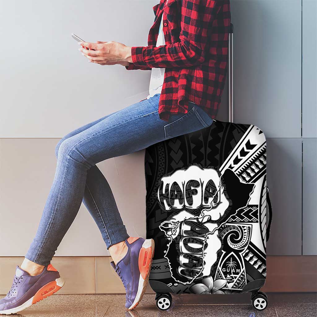 Hafa Adai Guam Discovery Day Luggage Cover Chamorro Latte Stone Hand Black Version