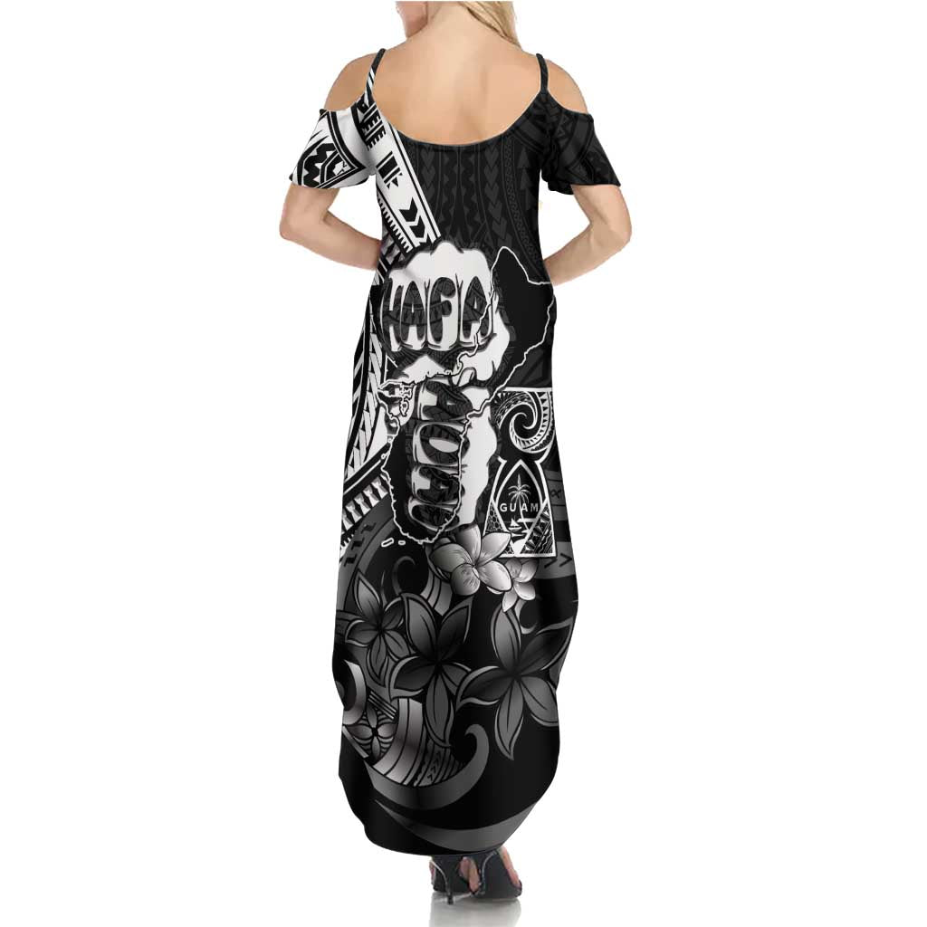 Hafa Adai Guam Discovery Day Summer Maxi Dress Chamorro Latte Stone Hand Black Version LT14 - Polynesian Pride