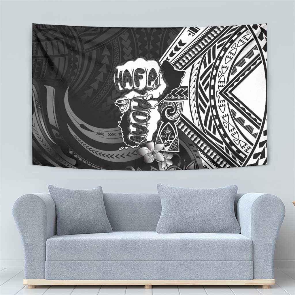 Hafa Adai Guam Discovery Day Tapestry Chamorro Latte Stone Hand Black Version LT14 - Polynesian Pride