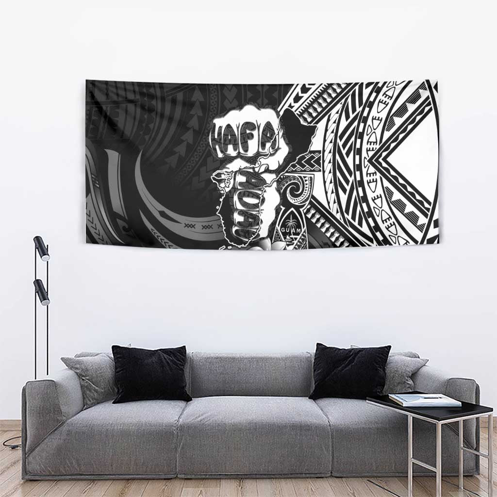 Hafa Adai Guam Discovery Day Tapestry Chamorro Latte Stone Hand Black Version LT14 - Polynesian Pride