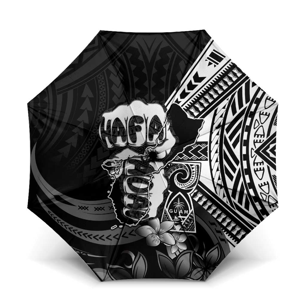 Hafa Adai Guam Discovery Day Umbrella Chamorro Latte Stone Hand Black Version LT14 One Size Folded 11.42 inch Opened Diameter 37.4 inch Black - Polynesian Pride