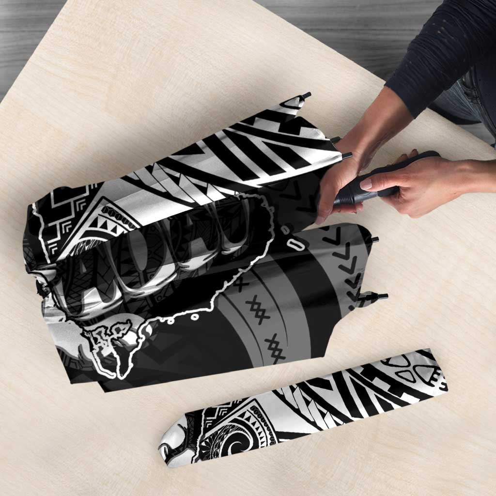 Hafa Adai Guam Discovery Day Umbrella Chamorro Latte Stone Hand Black Version
