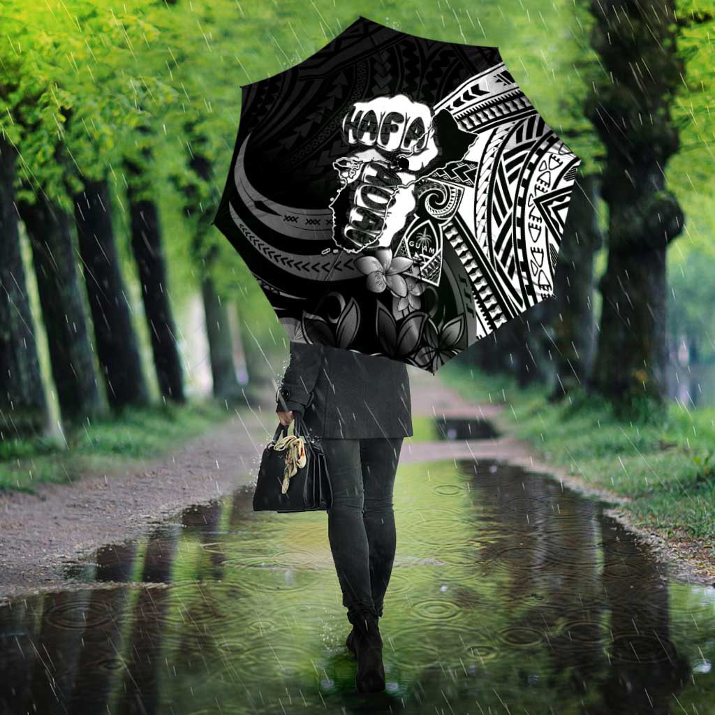 Hafa Adai Guam Discovery Day Umbrella Chamorro Latte Stone Hand Black Version