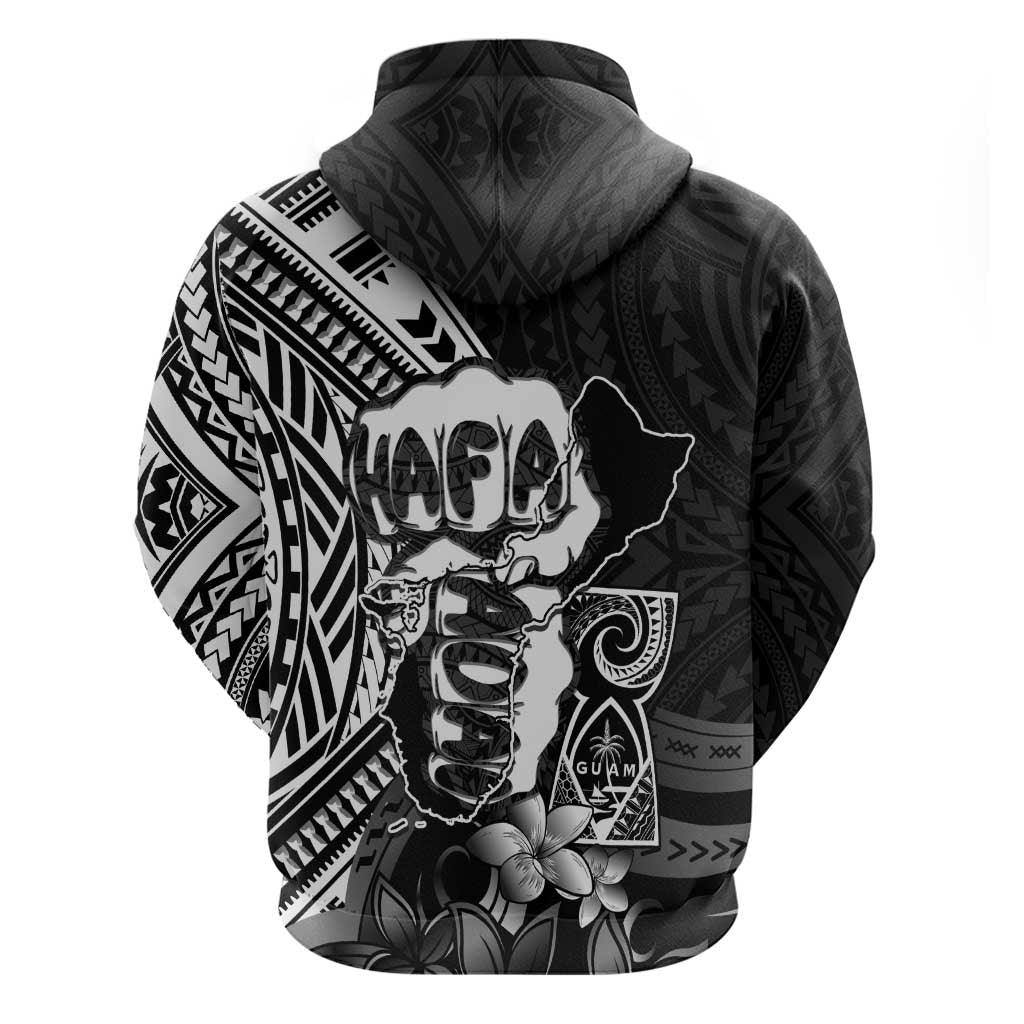 Hafa Adai Guam Discovery Day Zip Hoodie Chamorro Latte Stone Hand Black Version LT14 - Polynesian Pride