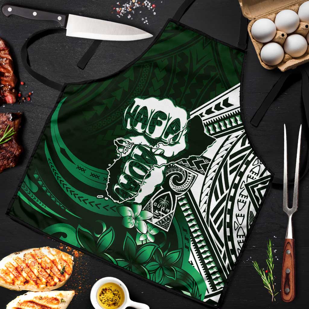 Hafa Adai Guam Discovery Day Apron Chamorro Latte Stone Hand Green Version