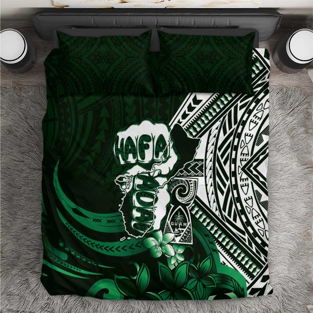 Hafa Adai Guam Discovery Day Bedding Set Chamorro Latte Stone Hand Green Version