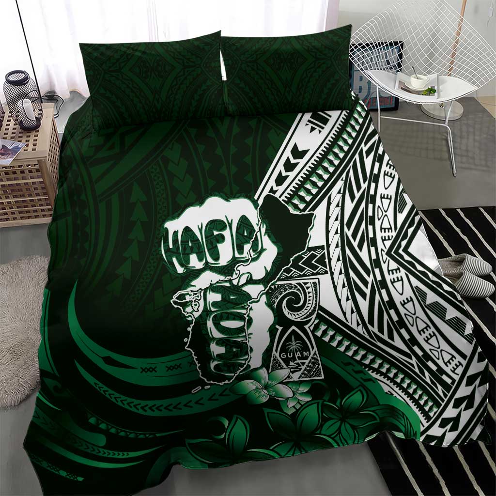 Hafa Adai Guam Discovery Day Bedding Set Chamorro Latte Stone Hand Green Version LT14 - Polynesian Pride
