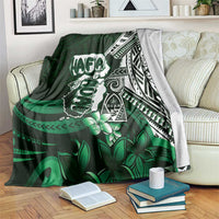 Hafa Adai Guam Discovery Day Blanket Chamorro Latte Stone Hand Green Version LT14 Green - Polynesian Pride