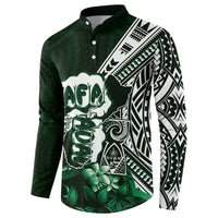 Hafa Adai Guam Discovery Day Button Sweatshirt Chamorro Latte Stone Hand Green Version