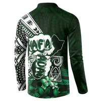 Hafa Adai Guam Discovery Day Button Sweatshirt Chamorro Latte Stone Hand Green Version
