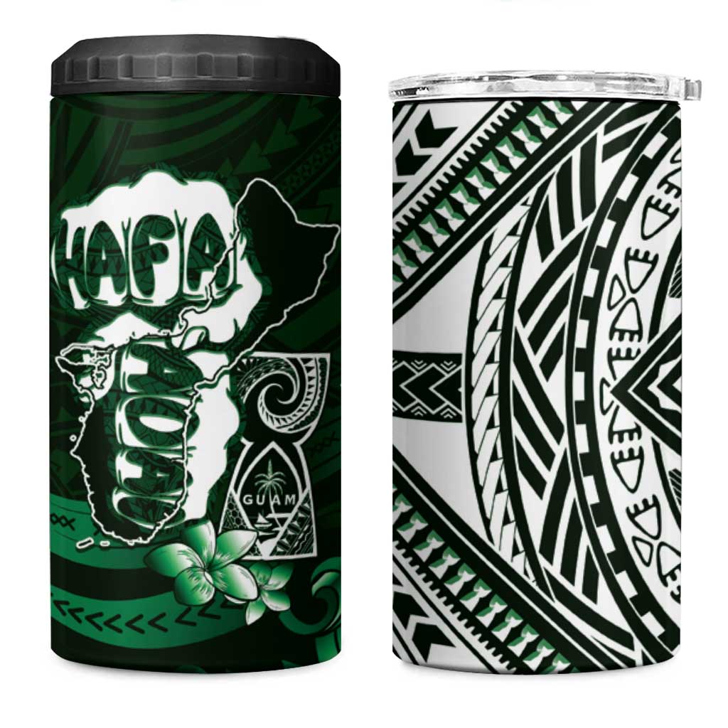 Hafa Adai Guam Discovery Day 4 in 1 Can Cooler Tumbler Chamorro Latte Stone Hand Green Version LT14 One Size: 16 oz Green - Polynesian Pride