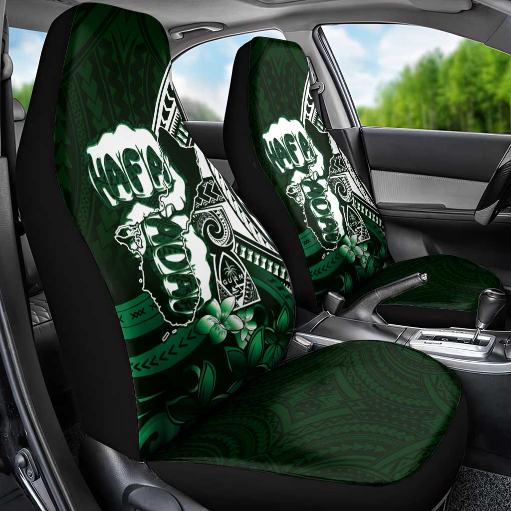 Hafa Adai Guam Discovery Day Car Seat Cover Chamorro Latte Stone Hand Green Version LT14 - Polynesian Pride