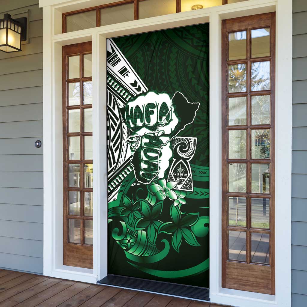 Hafa Adai Guam Discovery Day Door Cover Chamorro Latte Stone Hand Green Version LT14 - Polynesian Pride