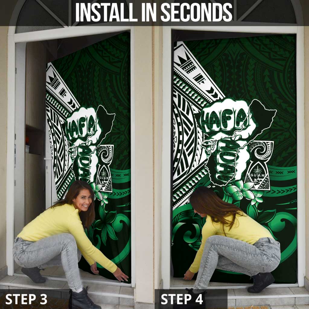 Hafa Adai Guam Discovery Day Door Cover Chamorro Latte Stone Hand Green Version LT14 - Polynesian Pride