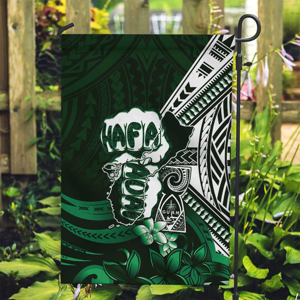 Hafa Adai Guam Discovery Day Garden Flag Chamorro Latte Stone Hand Green Version LT14 Garden Flag Green - Polynesian Pride