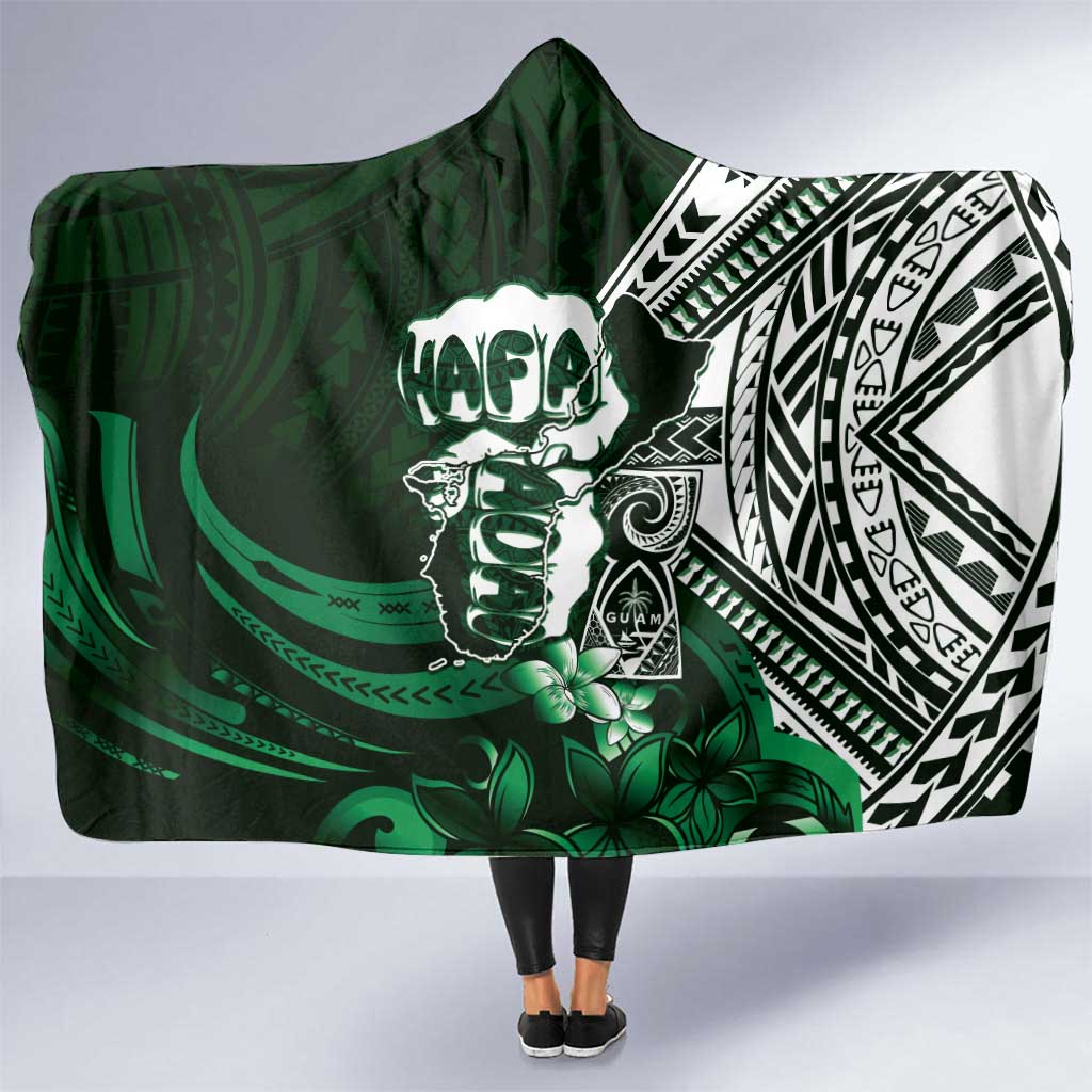 Hafa Adai Guam Discovery Day Hooded Blanket Chamorro Latte Stone Hand Green Version LT14 One Size Green - Polynesian Pride