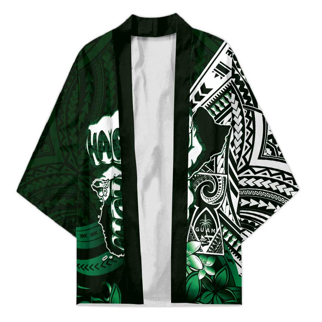 Hafa Adai Guam Discovery Day Kimono Chamorro Latte Stone Hand Green Version LT14 Unisex Green - Polynesian Pride