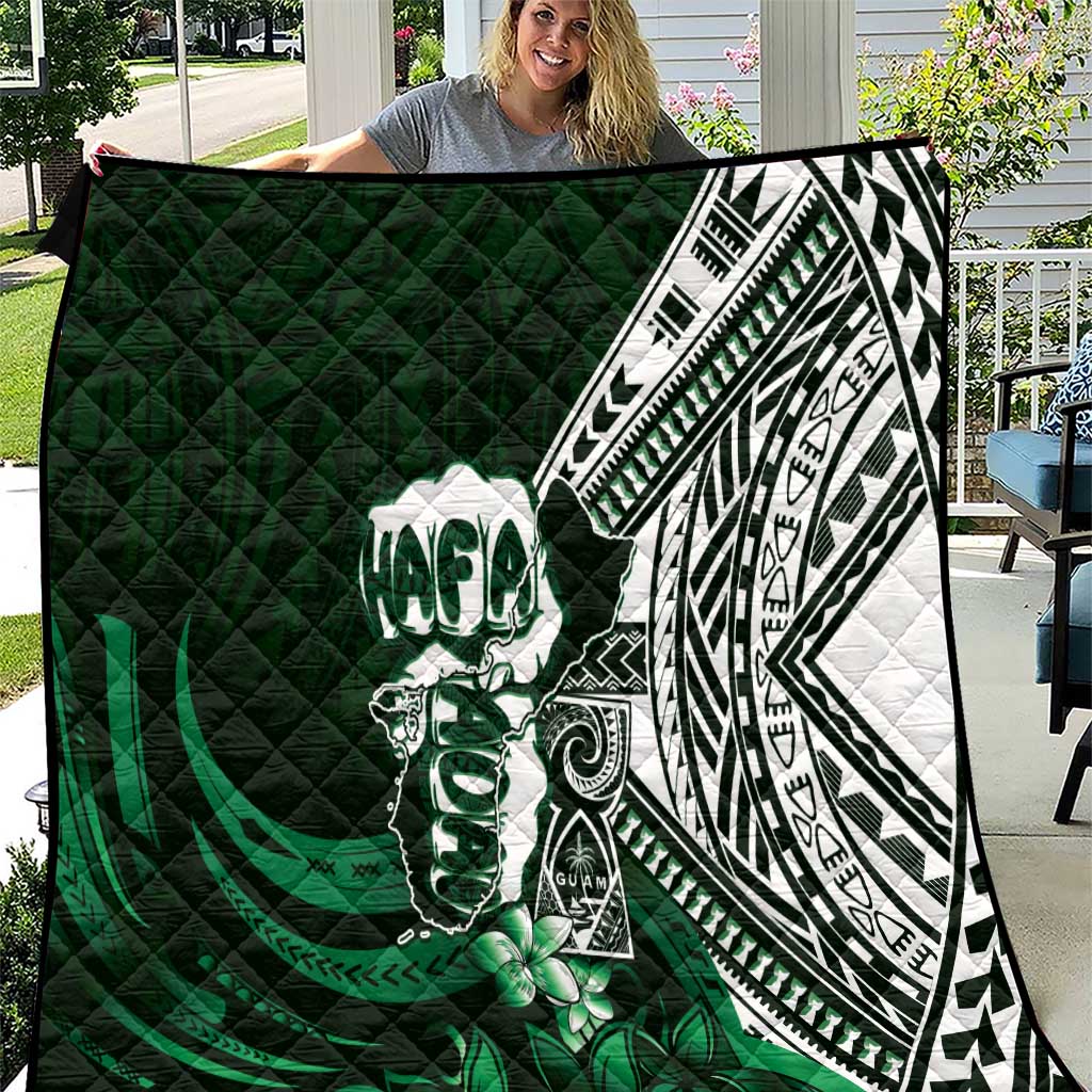 Hafa Adai Guam Discovery Day Quilt Chamorro Latte Stone Hand Green Version LT14 Green - Polynesian Pride