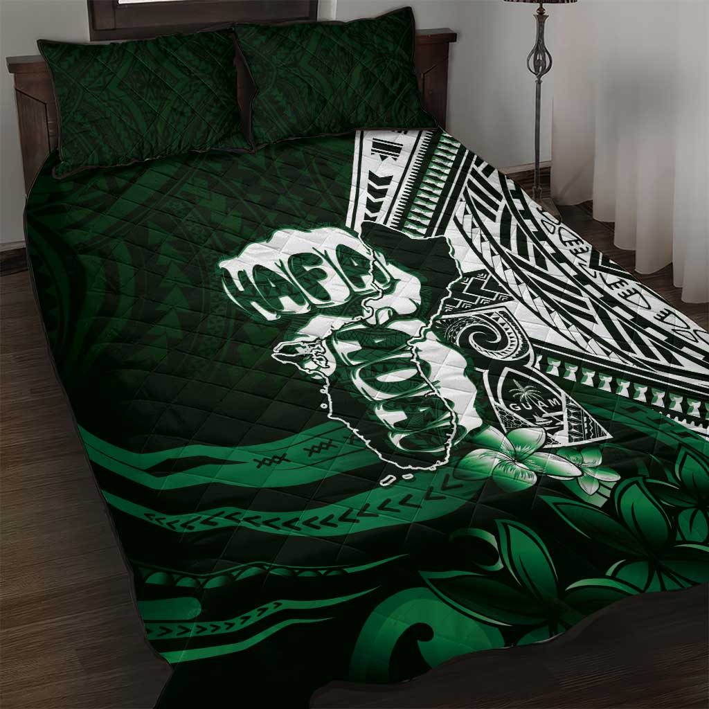 Hafa Adai Guam Discovery Day Quilt Bed Set Chamorro Latte Stone Hand Green Version LT14 Green - Polynesian Pride