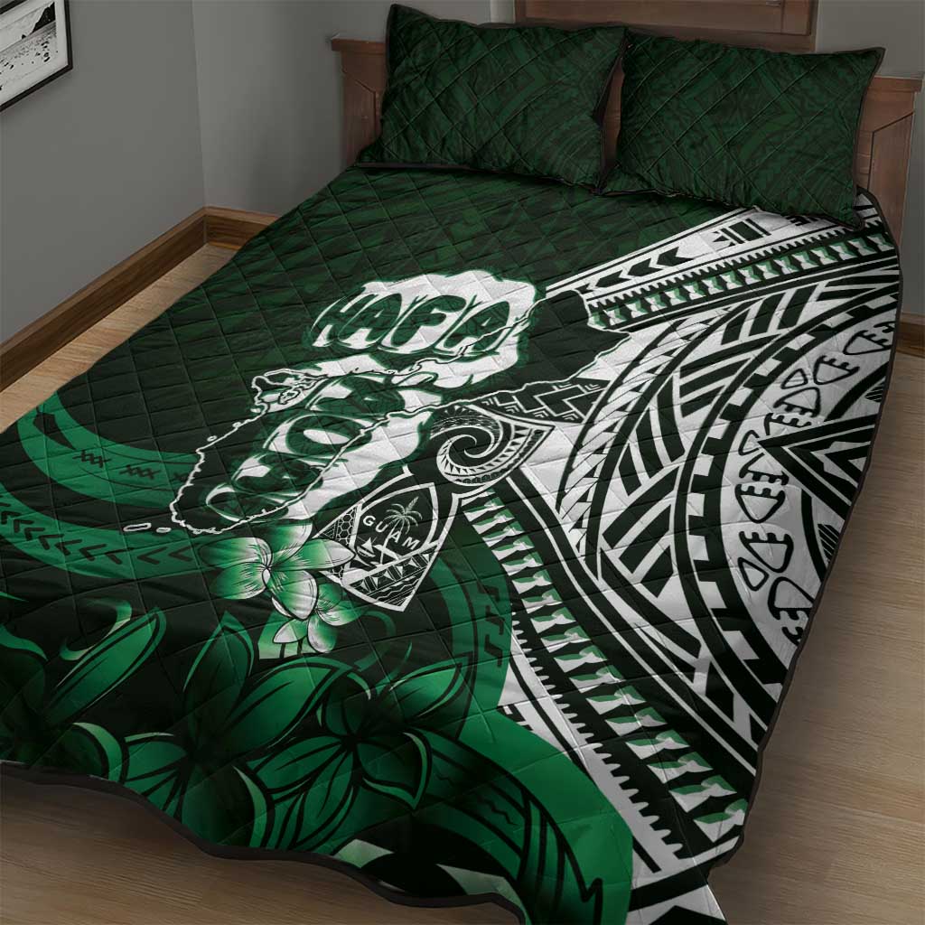 Hafa Adai Guam Discovery Day Quilt Bed Set Chamorro Latte Stone Hand Green Version