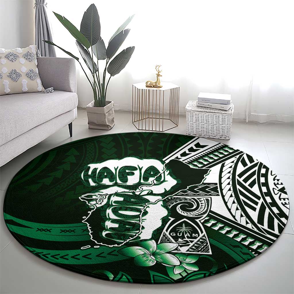 Hafa Adai Guam Discovery Day Round Carpet Chamorro Latte Stone Hand Green Version