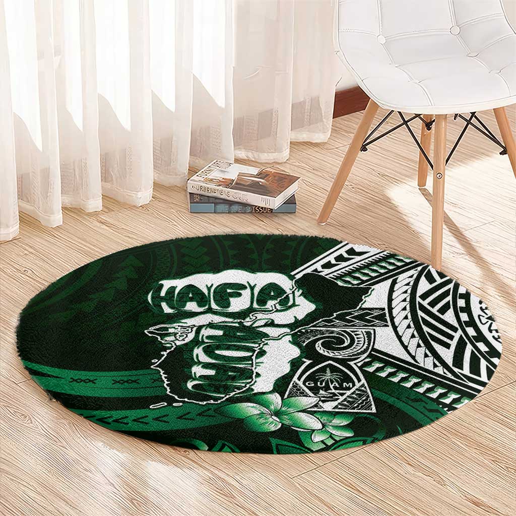 Hafa Adai Guam Discovery Day Round Carpet Chamorro Latte Stone Hand Green Version