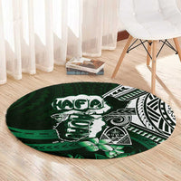 Hafa Adai Guam Discovery Day Round Carpet Chamorro Latte Stone Hand Green Version