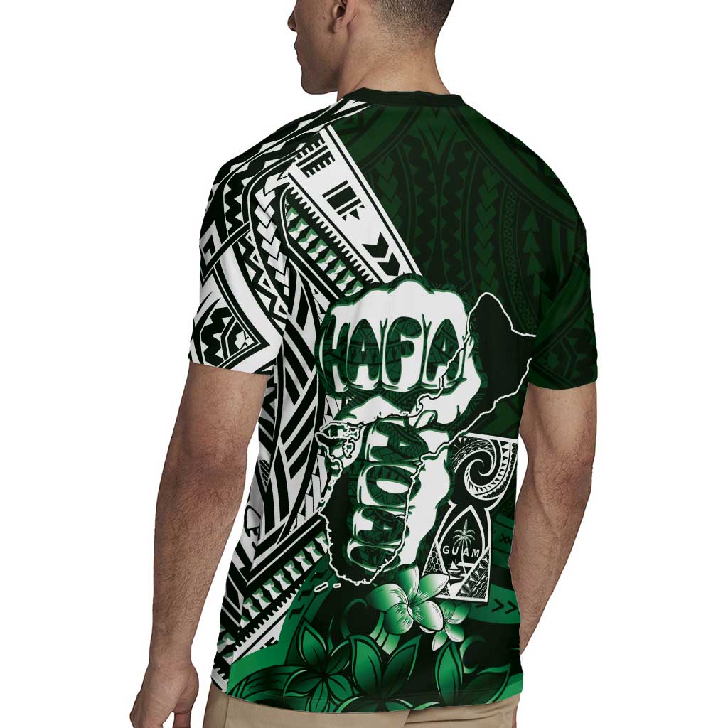 Hafa Adai Guam Discovery Day Rugby Jersey Chamorro Latte Stone Hand Green Version LT14 - Polynesian Pride
