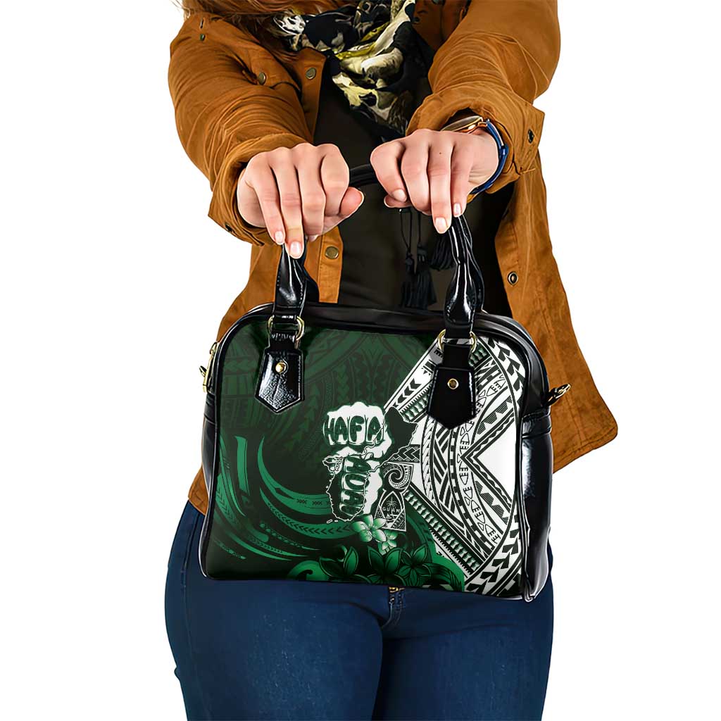 Hafa Adai Guam Discovery Day Shoulder Handbag Chamorro Latte Stone Hand Green Version LT14 One Size Green - Polynesian Pride