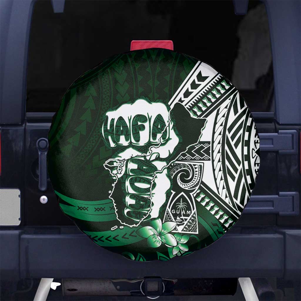 Hafa Adai Guam Discovery Day Spare Tire Cover Chamorro Latte Stone Hand Green Version LT14 No hole Green - Polynesian Pride