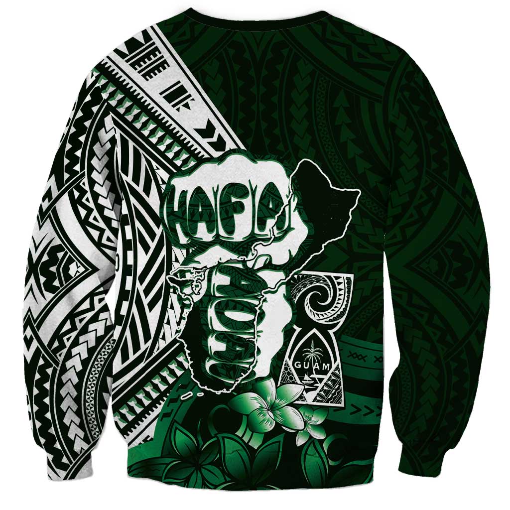 Hafa Adai Guam Discovery Day Sweatshirt Chamorro Latte Stone Hand Green Version