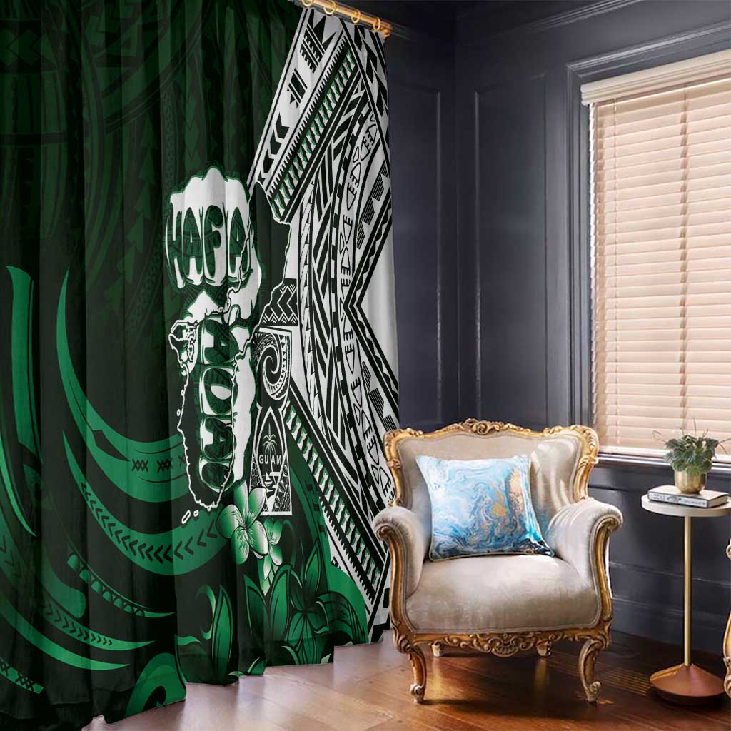 Hafa Adai Guam Discovery Day Window Curtain Chamorro Latte Stone Hand Green Version LT14 - Polynesian Pride