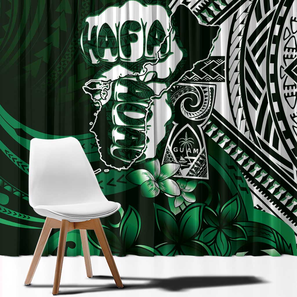Hafa Adai Guam Discovery Day Window Curtain Chamorro Latte Stone Hand Green Version LT14 - Polynesian Pride