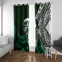 Hafa Adai Guam Discovery Day Window Curtain Chamorro Latte Stone Hand Green Version LT14 With Grommets Green - Polynesian Pride