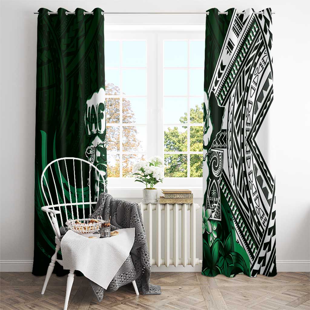 Hafa Adai Guam Discovery Day Window Curtain Chamorro Latte Stone Hand Green Version LT14 - Polynesian Pride