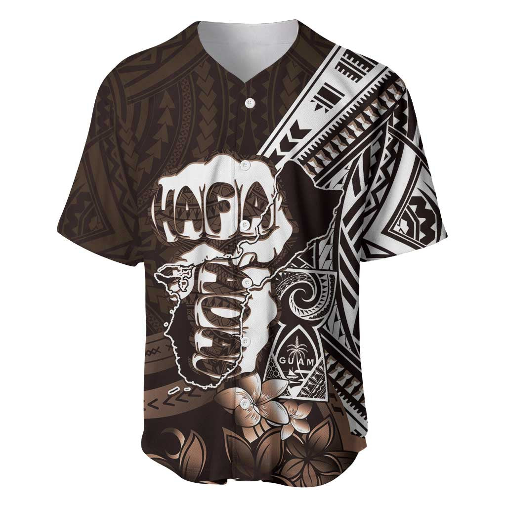Hafa Adai Guam Discovery Day Baseball Jersey Chamorro Latte Stone Hand Brown Version