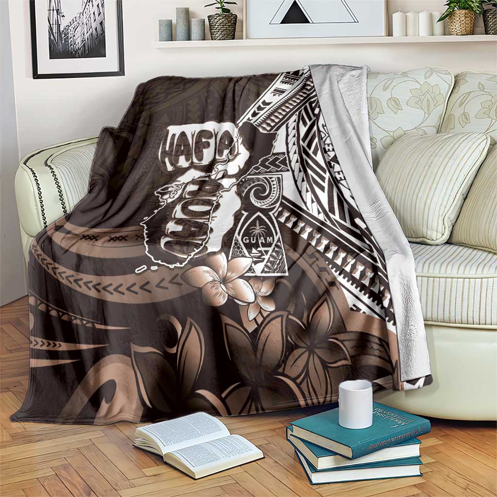 Hafa Adai Guam Discovery Day Blanket Chamorro Latte Stone Hand Brown Version