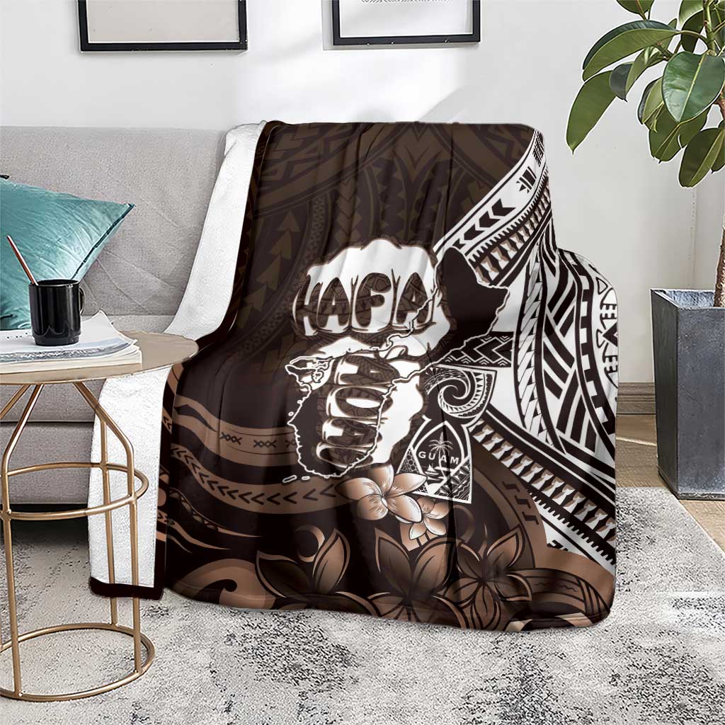 Hafa Adai Guam Discovery Day Blanket Chamorro Latte Stone Hand Brown Version