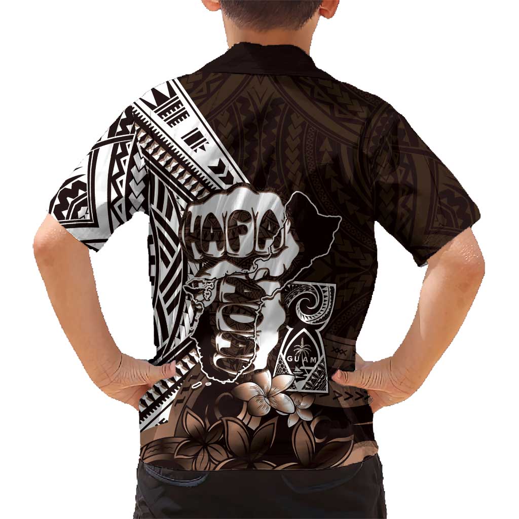 Hafa Adai Guam Discovery Day Family Matching Tank Maxi Dress and Hawaiian Shirt Chamorro Latte Stone Hand Brown Version LT14 - Polynesian Pride