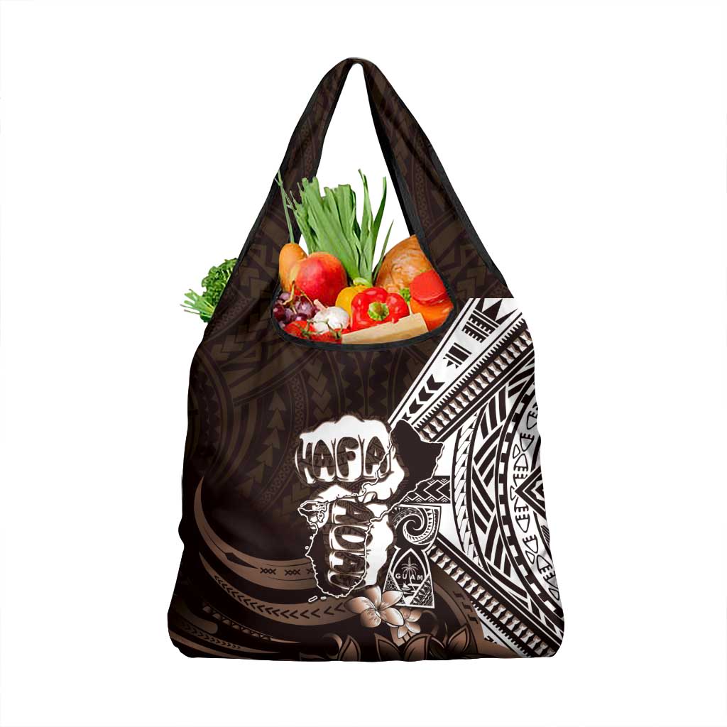 Hafa Adai Guam Discovery Day Grocery Bag Chamorro Latte Stone Hand Brown Version LT14 1-pack One Size Brown - Polynesian Pride