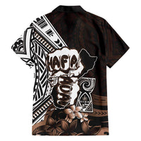 Hafa Adai Guam Discovery Day Hawaiian Shirt Chamorro Latte Stone Hand Brown Version